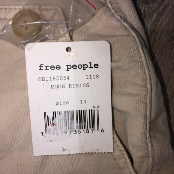 Free People Fine Line Straight Leg Corduroy Crop Jeans In Moon Rising Cream 14 - Picture 7 of 8